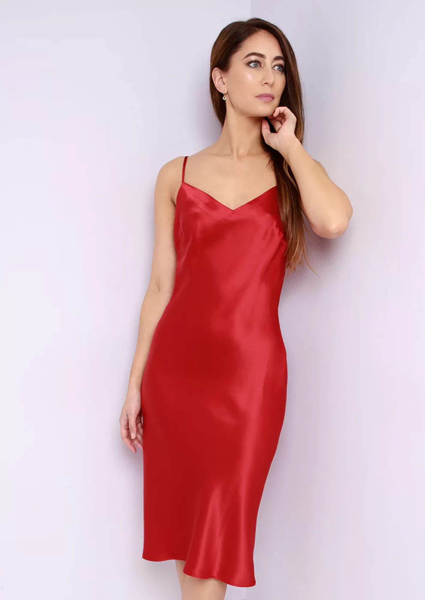 Women Marjolaine Slipdresses<Odana Midi Dress Red